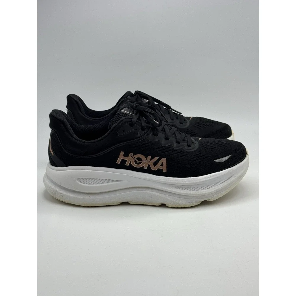 Hoka Bondi 9 Women's Running Shoes Black/Gold/White Size 9.5B